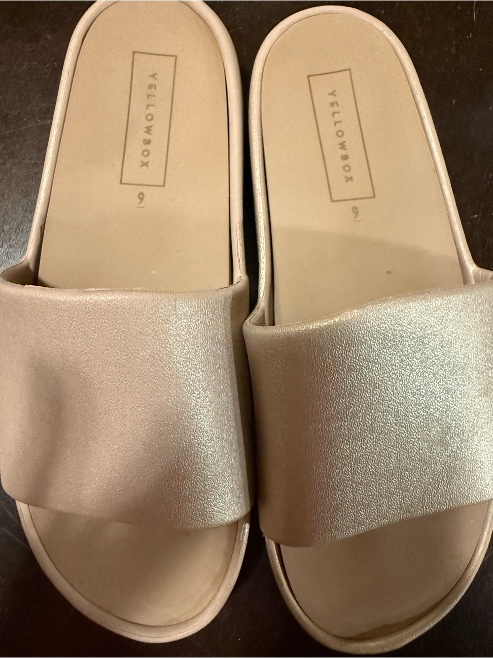 Yellow Box Metallic rose gold platform Slide Sandals